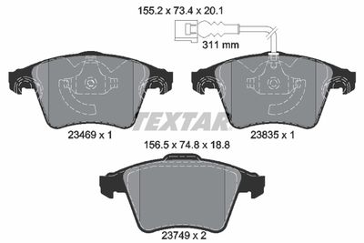 2346901 TEXTAR Комплект тормозных колодок, дисковый тормоз