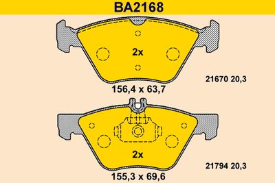 BA2168 BARUM Комплект тормозных колодок, дисковый тормоз