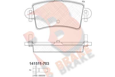 RB1511703 R BRAKE Комплект тормозных колодок, дисковый тормоз