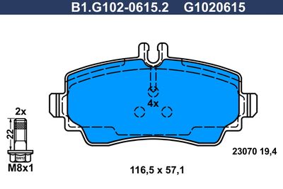 B1G10206152 GALFER Комплект тормозных колодок, дисковый тормоз