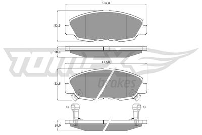 TX1098 TOMEX Brakes Комплект тормозных колодок, дисковый тормоз