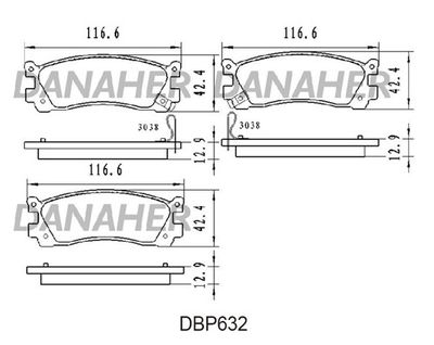 DBP632 DANAHER Комплект тормозных колодок, дисковый тормоз