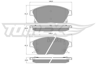 TX1651 TOMEX Brakes Комплект тормозных колодок, дисковый тормоз