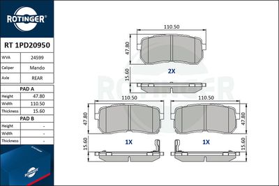 RT1PD20950 ROTINGER Комплект тормозных колодок, дисковый тормоз