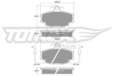 TX1048 TOMEX Brakes Комплект тормозных колодок, дисковый тормоз