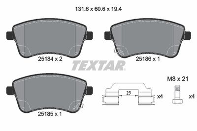 2518401 TEXTAR Комплект тормозных колодок, дисковый тормоз