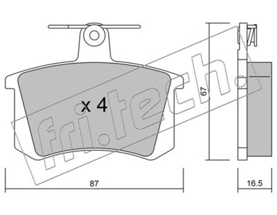 0500 fri.tech. Комплект тормозных колодок, дисковый тормоз