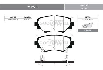2126R GOODWILL Комплект тормозных колодок, дисковый тормоз
