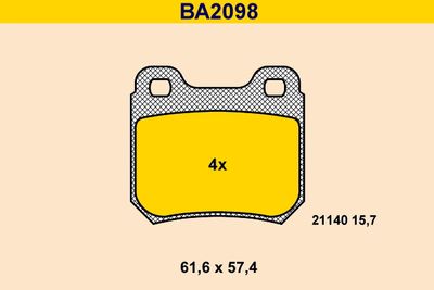 BA2098 BARUM Комплект тормозных колодок, дисковый тормоз