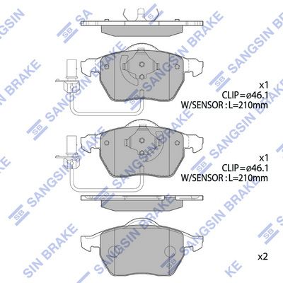 SP2001A Hi-Q Комплект тормозных колодок, дисковый тормоз