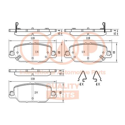 70406068 IAP QUALITY PARTS Комплект тормозных колодок, дисковый тормоз