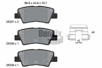 BPD2341 BENDIX Braking Комплект тормозных колодок, дисковый тормоз