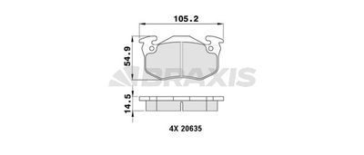 AA0037 BRAXIS Комплект тормозных колодок, дисковый тормоз