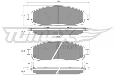 TX1552 TOMEX Brakes Комплект тормозных колодок, дисковый тормоз