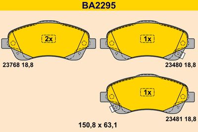 BA2295 BARUM Комплект тормозных колодок, дисковый тормоз