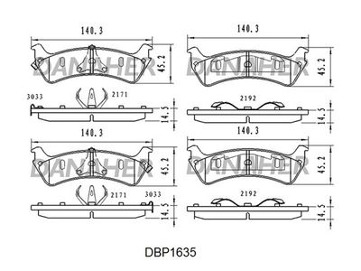 DBP1635 DANAHER Комплект тормозных колодок, дисковый тормоз