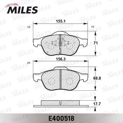 E400518 MILES Комплект тормозных колодок, дисковый тормоз