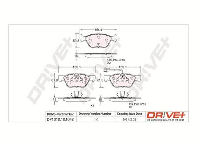 DP1010101043 Dr!ve+ Комплект тормозных колодок, дисковый тормоз