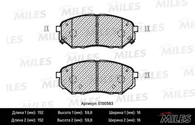 E100563 MILES Комплект тормозных колодок, дисковый тормоз