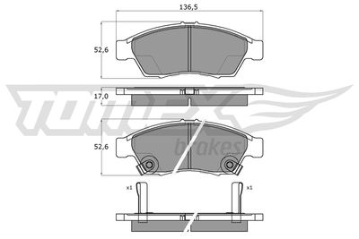 TX1608 TOMEX Brakes Комплект тормозных колодок, дисковый тормоз