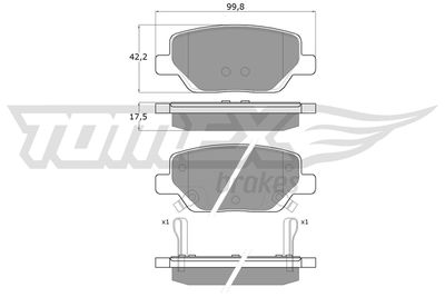 TX1820 TOMEX Brakes Комплект тормозных колодок, дисковый тормоз