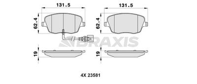 AB0124 BRAXIS Комплект тормозных колодок, дисковый тормоз