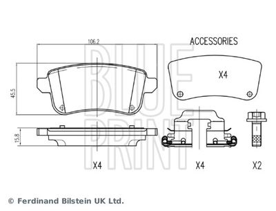 ADBP420093 BLUE PRINT Комплект тормозных колодок, дисковый тормоз