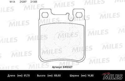 E410327 MILES Комплект тормозных колодок, дисковый тормоз