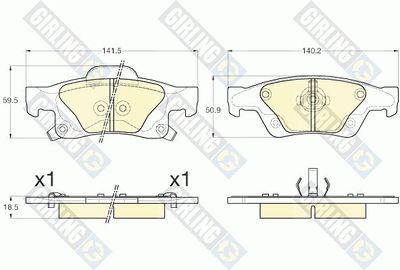 6144482 GIRLING Комплект тормозных колодок, дисковый тормоз