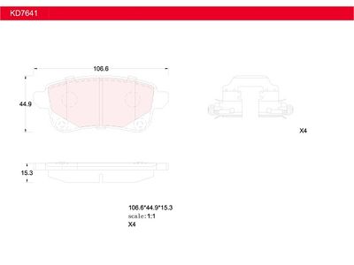 KD7641 ASIMCO Комплект тормозных колодок, дисковый тормоз