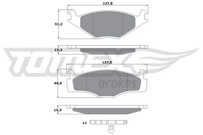 TX1014 TOMEX Brakes Комплект тормозных колодок, дисковый тормоз