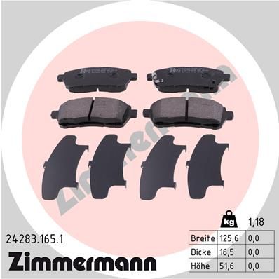 242831651 ZIMMERMANN Комплект тормозных колодок, дисковый тормоз