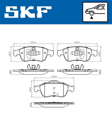 VKBP80015 SKF Комплект тормозных колодок, дисковый тормоз