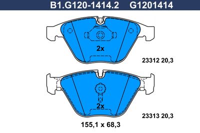 B1G12014142 GALFER Комплект тормозных колодок, дисковый тормоз