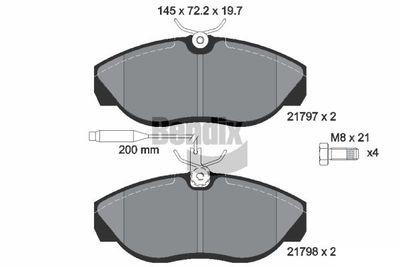 BPD1424 BENDIX Braking Комплект тормозных колодок, дисковый тормоз