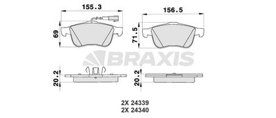 AB0189 BRAXIS Комплект тормозных колодок, дисковый тормоз