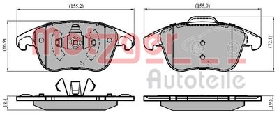 1170968 METZGER Комплект тормозных колодок, дисковый тормоз