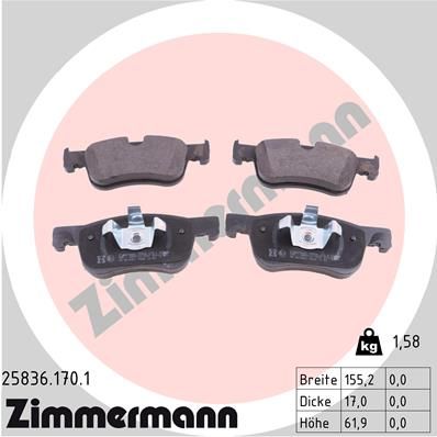 258361701 ZIMMERMANN Комплект тормозных колодок, дисковый тормоз