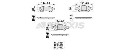 AB0442 BRAXIS Комплект тормозных колодок, дисковый тормоз