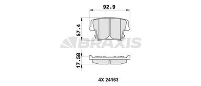 AB0403 BRAXIS Комплект тормозных колодок, дисковый тормоз