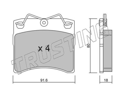1660 TRUSTING Комплект тормозных колодок, дисковый тормоз