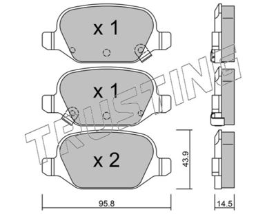 3335 TRUSTING Комплект тормозных колодок, дисковый тормоз