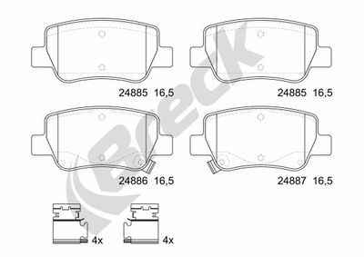 248850070410 BRECK Комплект тормозных колодок, дисковый тормоз