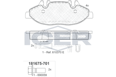 181675701 ICER Комплект тормозных колодок, дисковый тормоз