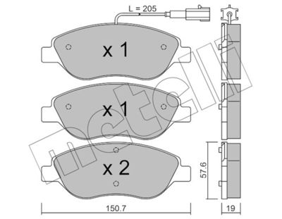 2205770 METELLI Комплект тормозных колодок, дисковый тормоз