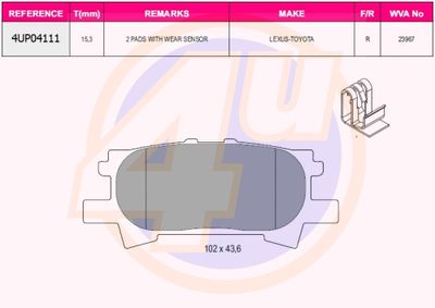 4UP04111 4u Комплект тормозных колодок, дисковый тормоз