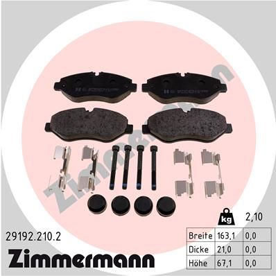 291922102 ZIMMERMANN Комплект тормозных колодок, дисковый тормоз