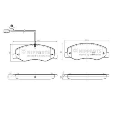 N3611061 NIPPARTS Комплект тормозных колодок, дисковый тормоз