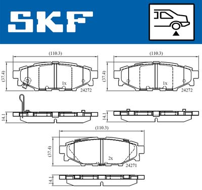 VKBP90357A SKF Комплект тормозных колодок, дисковый тормоз