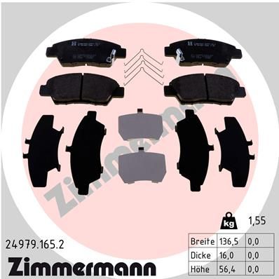 249791652 ZIMMERMANN Комплект тормозных колодок, дисковый тормоз